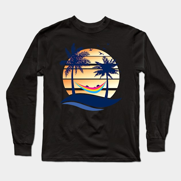 Pansexual Pride Hammock Summer Beach Sunset Long Sleeve T-Shirt by wheedesign